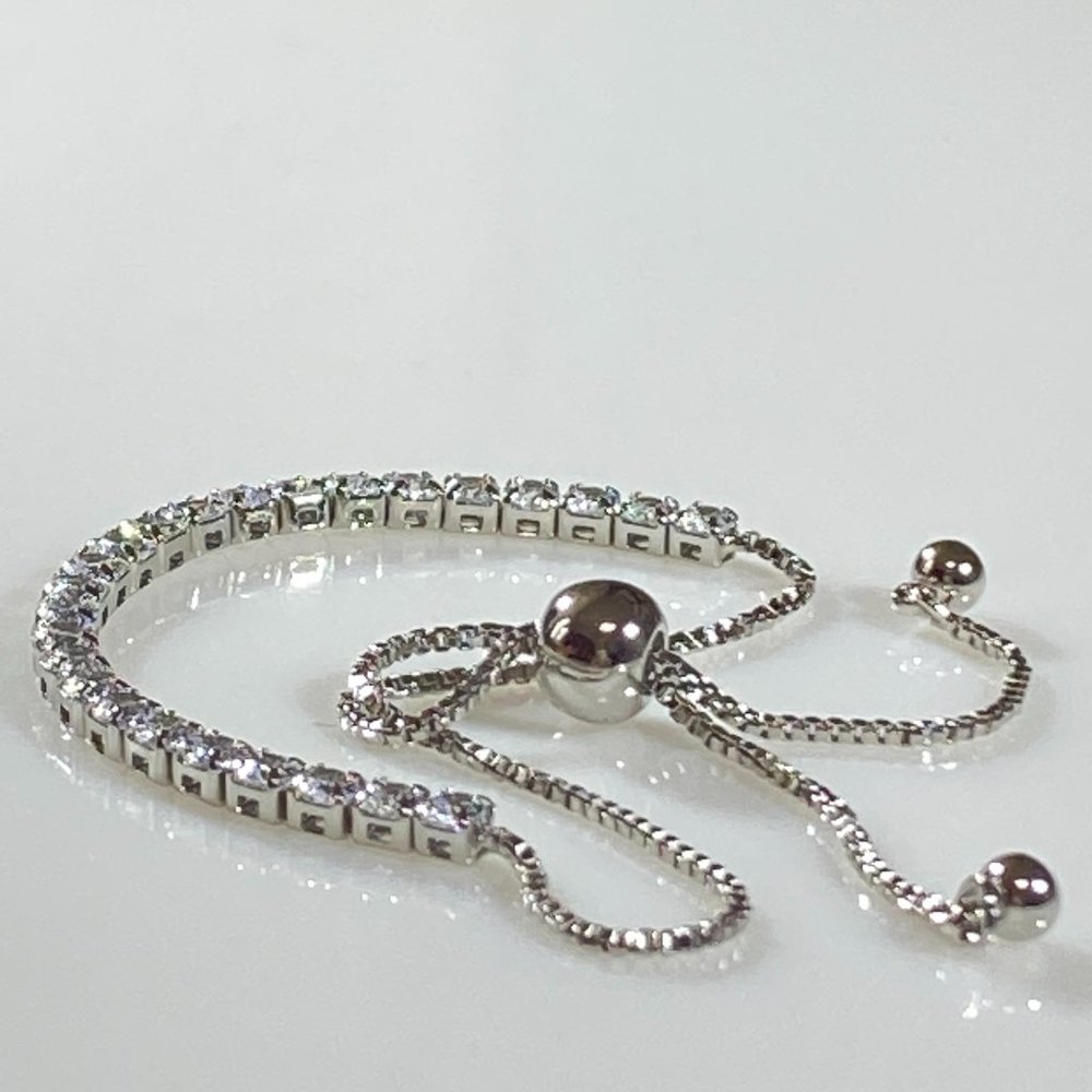 Sterling Silver Adjustable Tennis Bracelet - Picture 2 of 10